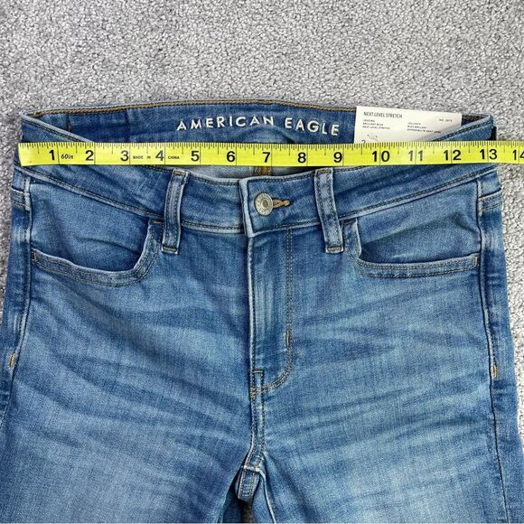 American Eagle Jeggings Women's 2 Blue Skinny Medium Wash Mid-Rise Stretch - Picture 9 of 14